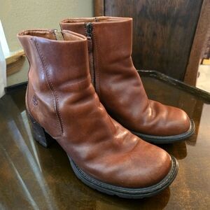 Timberland Alyse Heeled Leather Boots In Brown